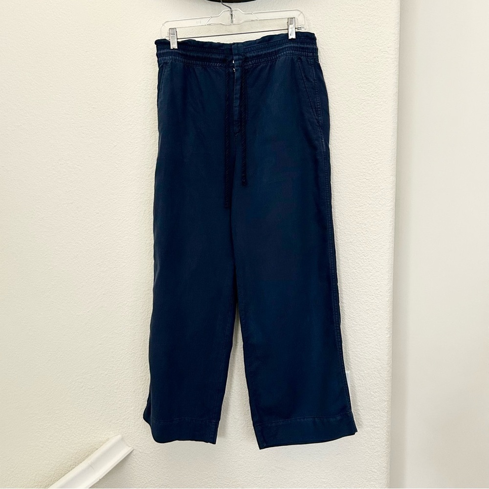 Gap Women Easy Wide-Leg Linen-Blend Trousers Pants size 8 color Navy